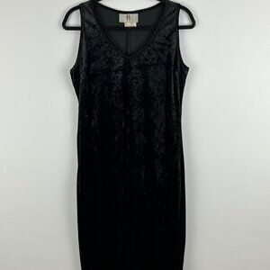 Remix Long Maxi Dress Size L Black Sleeveless Wide Straps V Neck Polyester
